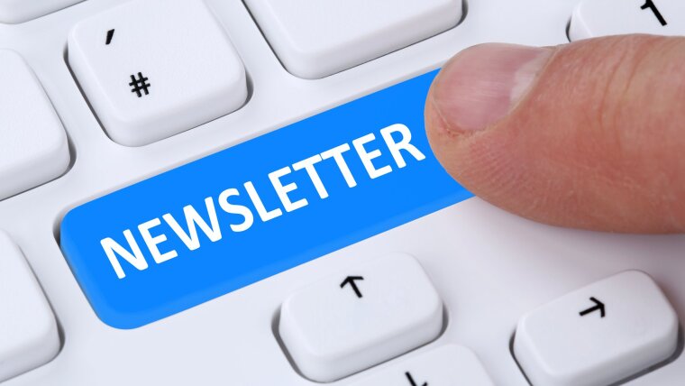 Schriftzug Newsletter auf Tastatur
